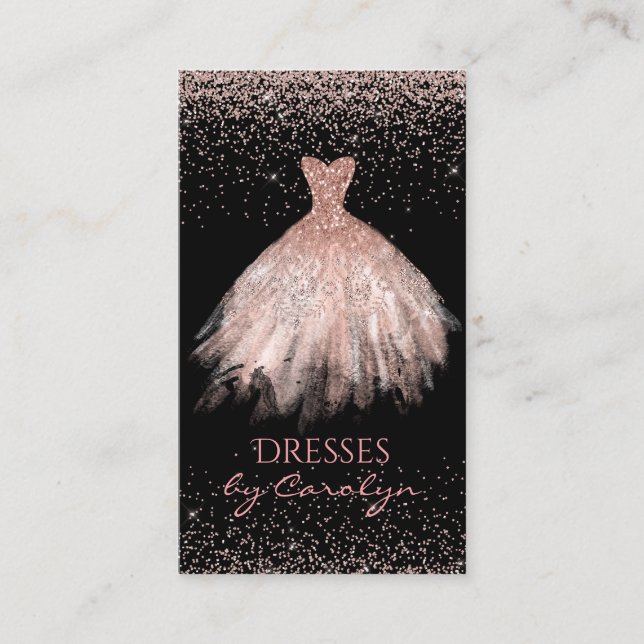 Black and Pink Glittery Seamstress Business Card (Front)