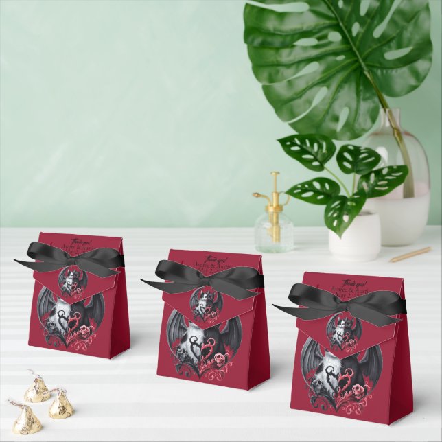 Black and Pink Gothic Wedding Cats Favour Boxes (Multiple)