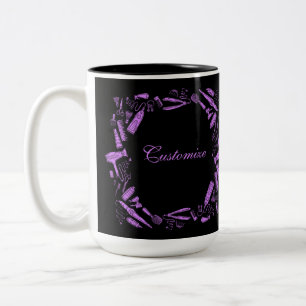 Black And Pink Hair Stylist Two-Tone Coffee Mug