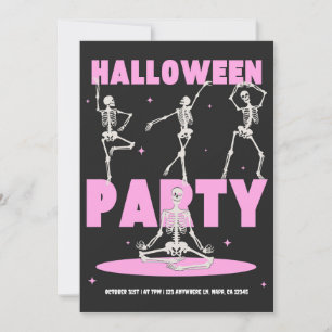 Black and Pink Halloween Party Invitation