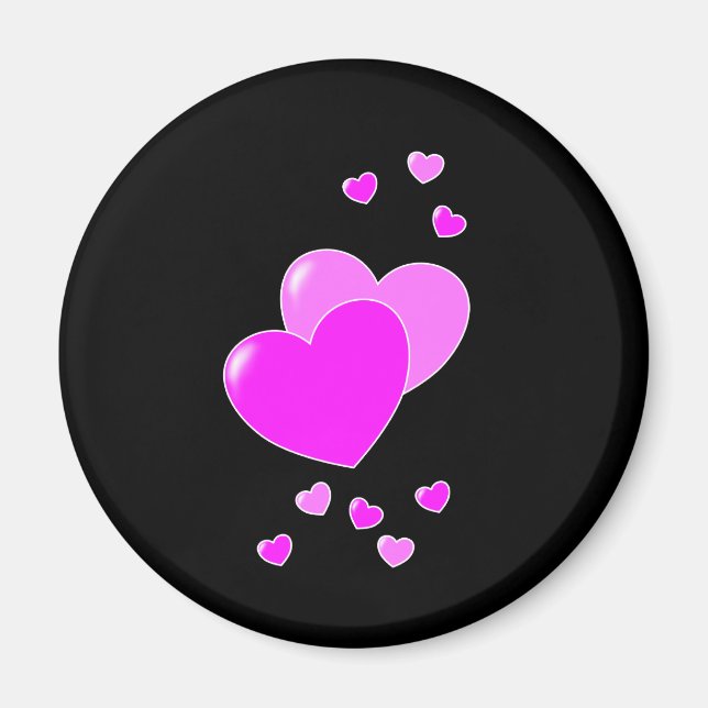 Black And Pink Hearts Magnet (Front)
