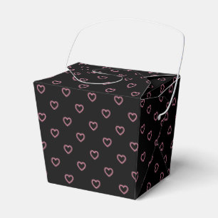 Black And Pink Hearts Polka Dot Pattern Favour Box