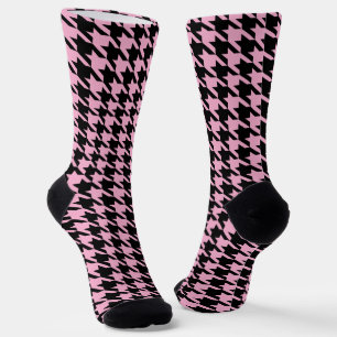 Black and pink Houndstooth pattern Socks