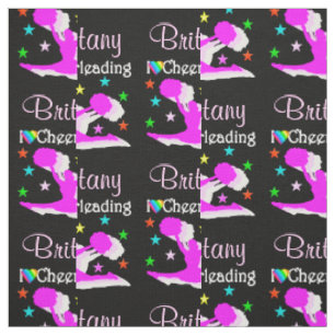 BLACK AND PINK I LOVE CHEERLEADING FABRIC