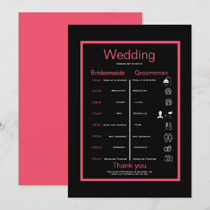 Black and pink itinerary invitation