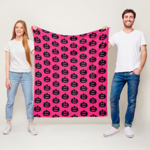 Black and Pink Jack o Lanterns Fleece Blanket