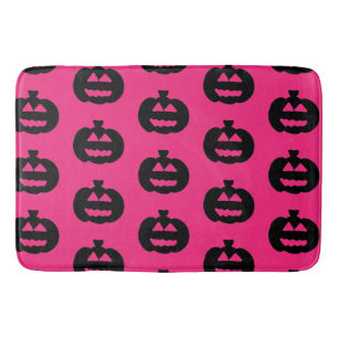 Black and Pink Jack o Lanterns Fleece Blanket Bath Mat