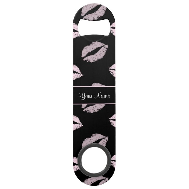 Black and Pink Kisses Speed Bottle Opener (Front)