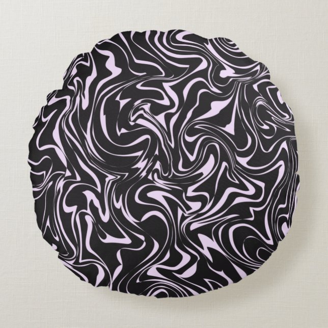 Black and Pink Marble Abstract Pattern Throw Pillo Round Pillow (Front)