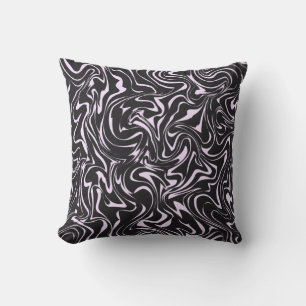 Black and Pink Marble Abstract Pattern Throw Pillow
