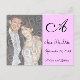 Black And Pink Monogram Save the Date Invitation