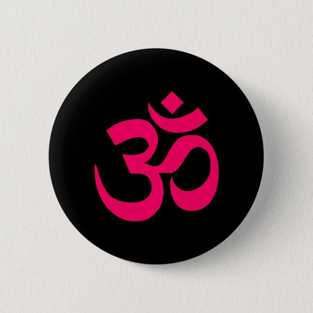 Black and Pink Om Symbol 2 Inch Round Button (Front)