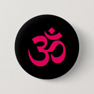 Black and Pink Om Symbol 2 Inch Round Button
