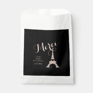 Black and Pink Paris Wedding with Eiffel Tower Favour Bag