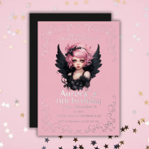 Black And Pink Pastel Goth Fairy 13th Birthday