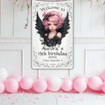 Black And Pink Pastel Goth Fairy 13th Birthday