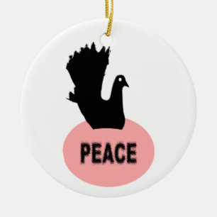 Black and Pink Peace Dove Custom Birthday Ceramic Ornament
