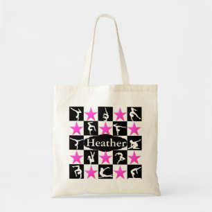 BLACK AND PINK PERSONALIZED GYMNASTICS TOTE BAG