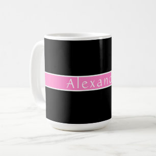 Black and Pink Personalized Name Coffee Mug