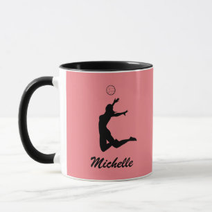black and pink Personalized Volleyball Mug
