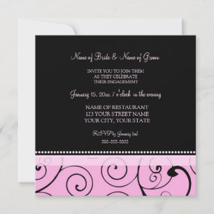 Black and Pink Photo Engagement Party Invitations