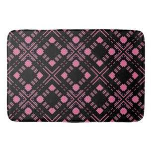Black and pink plaid bath mat
