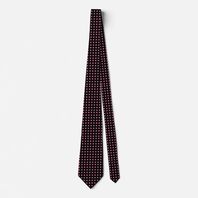 Black and Pink Polka Dot Customizable Tie (Front)