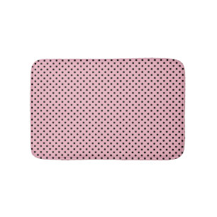 Black and pink polka dots bath mat