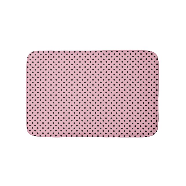 Black and pink polka dots bath mat (Front)