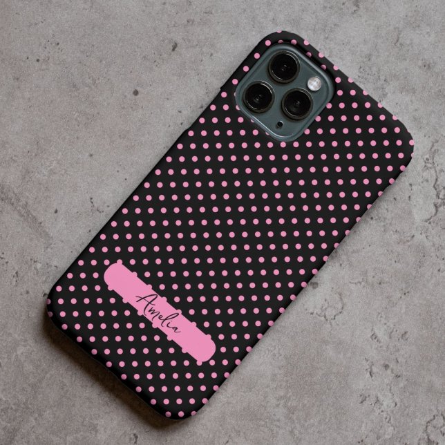 Black and pink polka dots Case-Mate iPhone case (Creator Uploaded)
