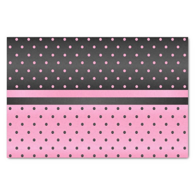 Black and Pink Polka Dots Tissue Paper (Front)