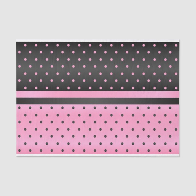 Black and Pink Polka Dots Tissue Paper (Front)