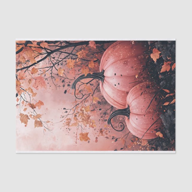 Black and Pink Pumpkin Fall Decoupage Tissue Paper (Front)