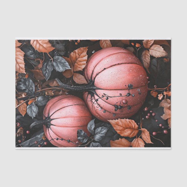 Black and Pink Pumpkin Fall Decoupage Tissue Paper (Front)