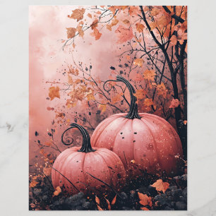 Black and Pink pumpkins pattern scrapbook paper