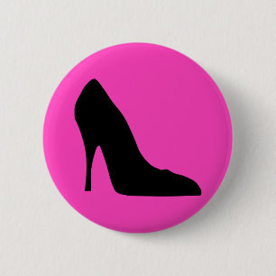 Black and Pink Pumps 2 Inch Round Button