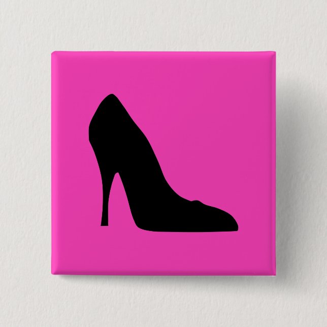 Black and Pink Pumps 2 Inch Square Button (Front)