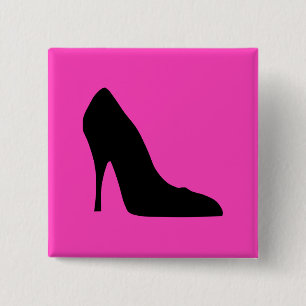 Black and Pink Pumps 2 Inch Square Button