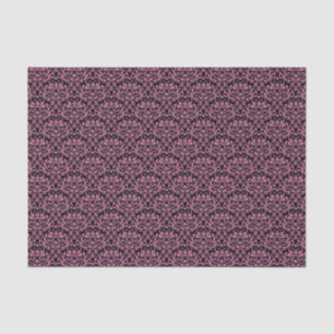 Black and Pink Rose Floral Damask Tissue Paper