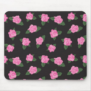 Black and pink rose mousepad