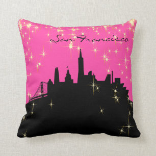 Black and Pink San Francisco Landmark Pillow