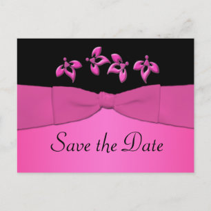 Black and Pink Save the Date Postcard