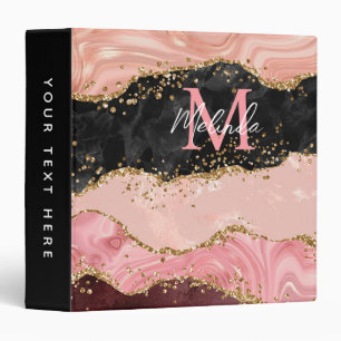 Black and Pink Sequins Agate Binder