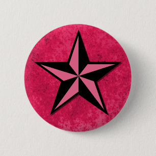 Black and Pink Star 2 Inch Round Button