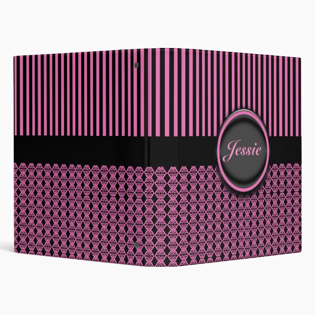 Black and Pink Stripes and  Pattern Binder (Background)