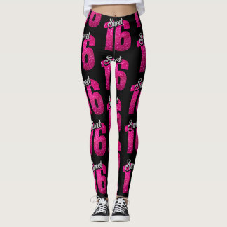 Black and Pink "Sweet 16" Leggings