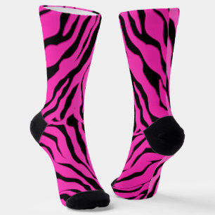 Black And Pink Tiger Stripes Animal Print 2 Socks