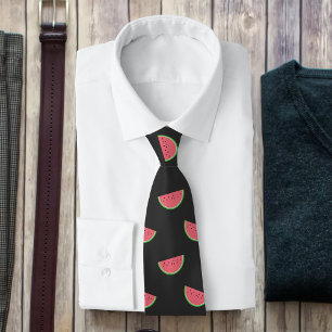 Black and Pink Watermelon Pattern Tie