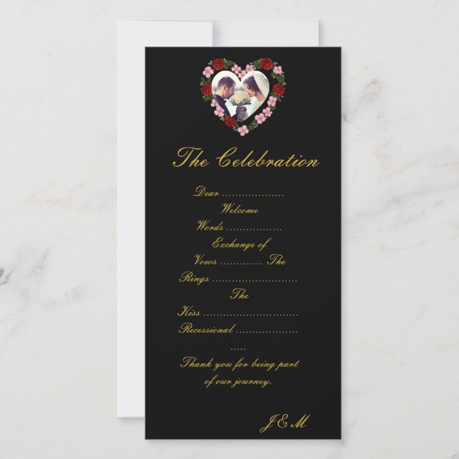 Black and Pink Wedding Program  (Front)