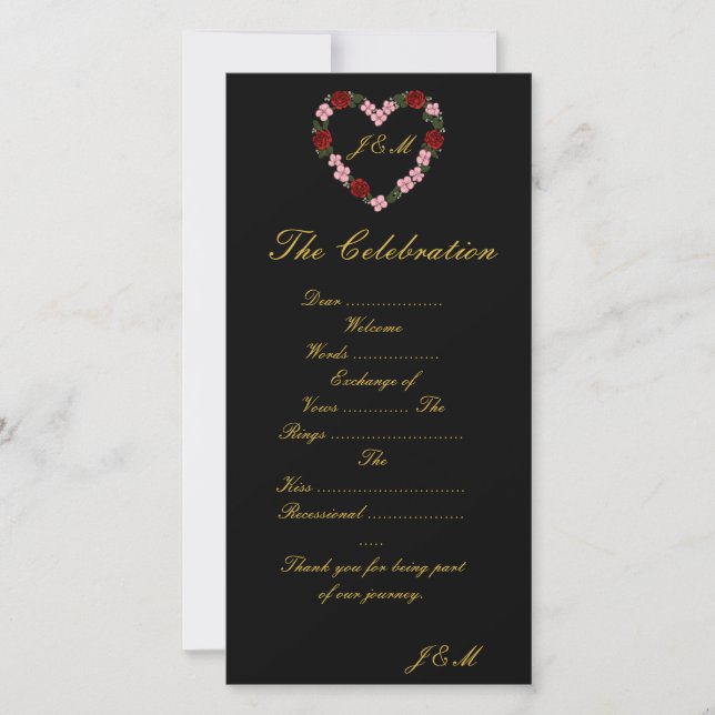 Black and Pink Wedding Program  (Front)